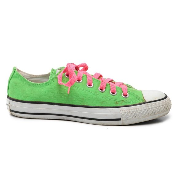 Converse Chuck Taylor All Star Low Top Sneakers Shoes Green Pink Canvas Rubber - Picture 2 of 11
